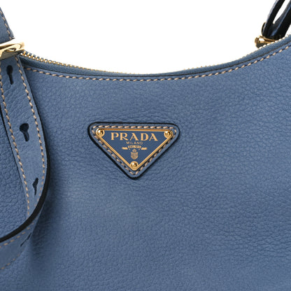 Prada Nubuck Small Arque Shoulder Bag Aviation Blue 7 of 9