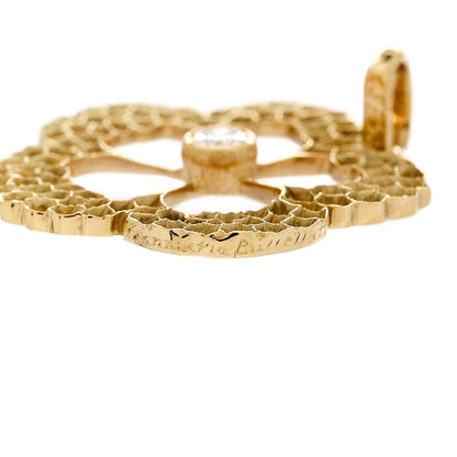 Buccellati 18K Yellow Gold Diamond Flower Pendant 4 of 4