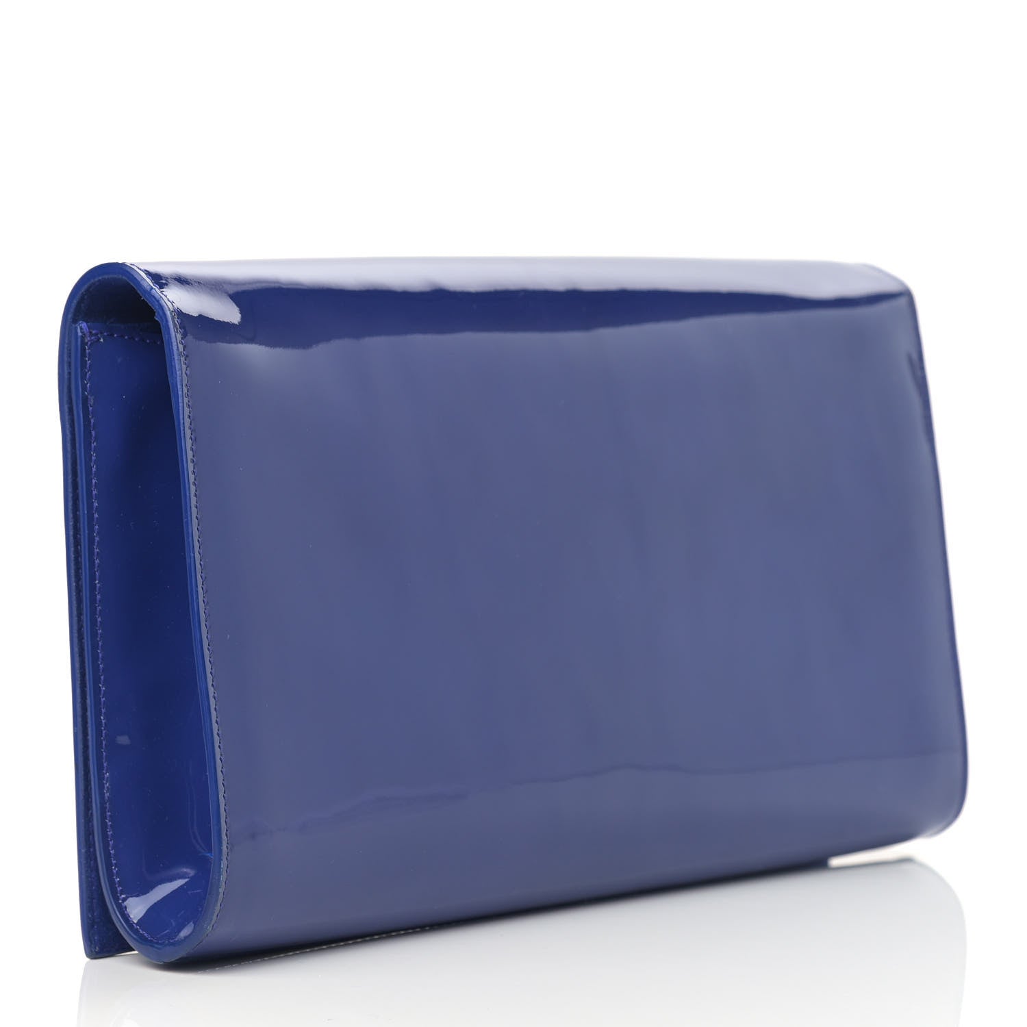 Saint Laurent Patent Calfskin Monogram Large Belle De Jour Clutch Royal Blue 3 of 11