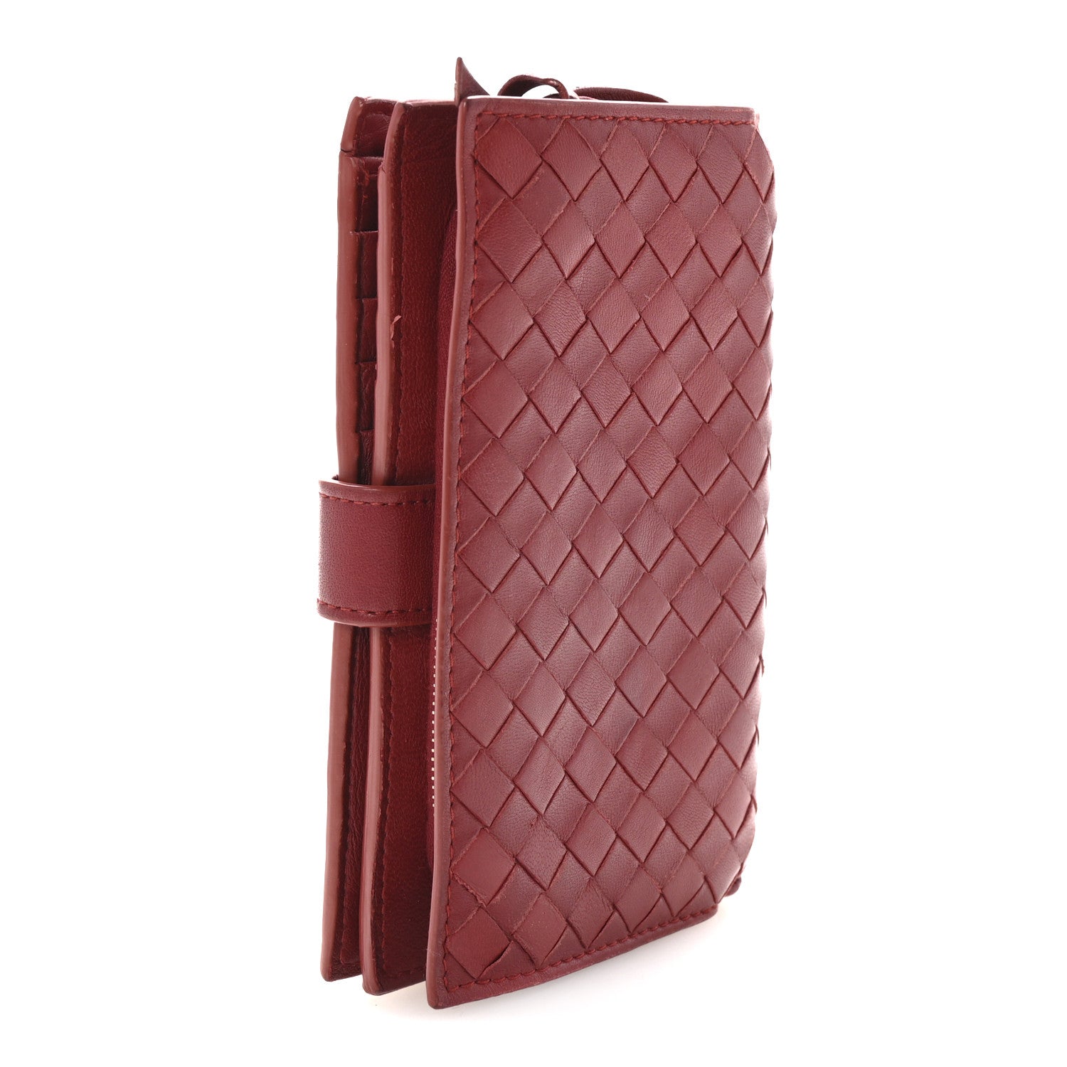Bottega Veneta Nappa Intrecciato Continental Flap Wallet Red 3 of 8