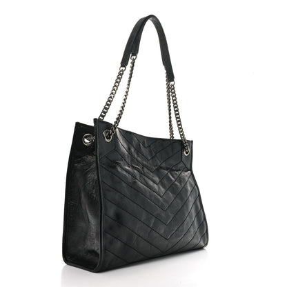 Saint Laurent Crinkled Calfskin Matelasse Monogram Medium Niki Shopper Tote Black 3 of 11