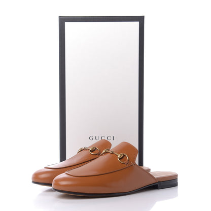 Gucci Malaga Kid Womens Princetown Slippers 38 Cognac 9 of 9