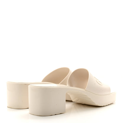 Gucci Rubber Gucci Logo Womens Platform 20/60mm Slide Sandals 37 Mystic White 4 of 8