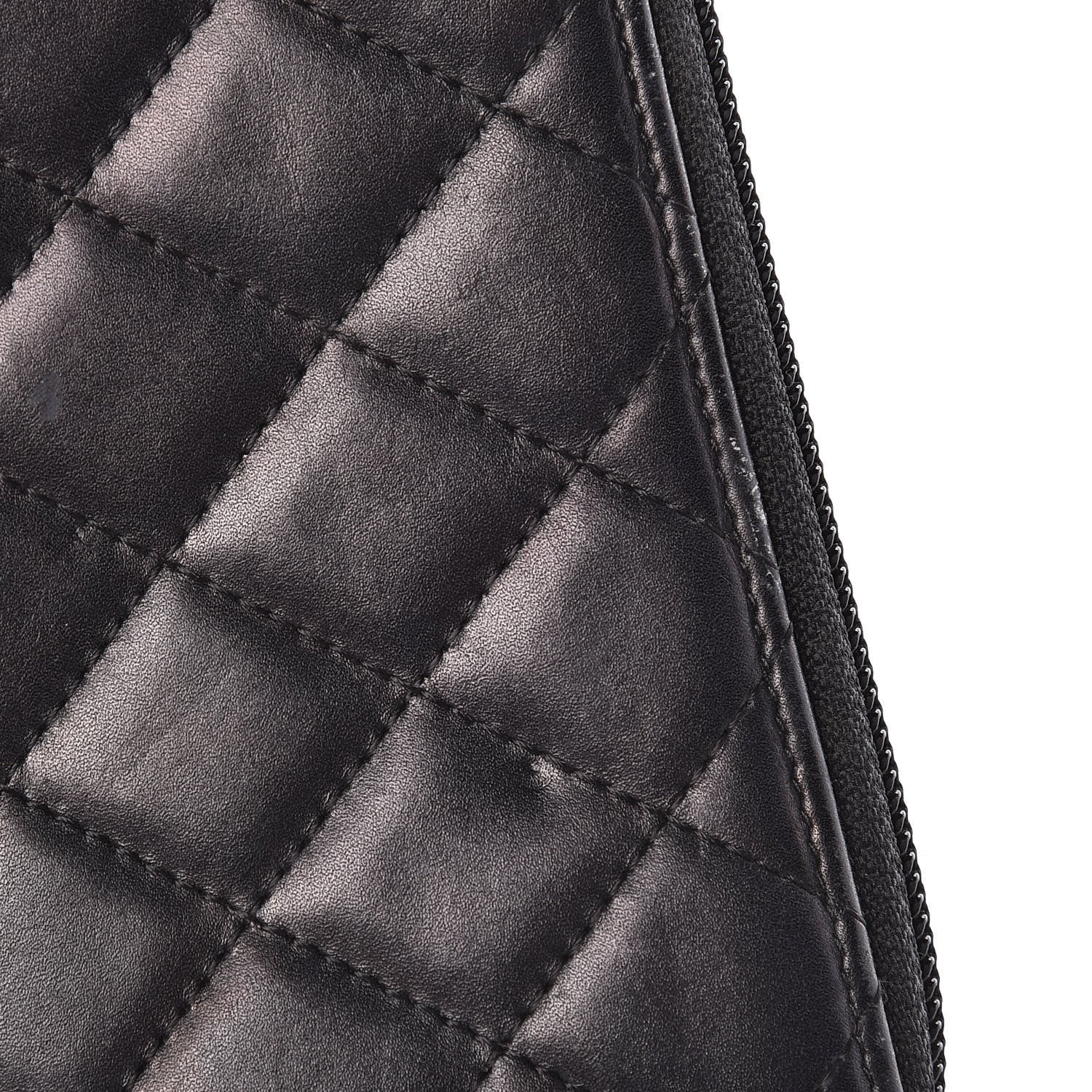 Chanel Calfskin Quilted Cambon Large Gusset Zip Around Wallet Black Silver 11 of 14