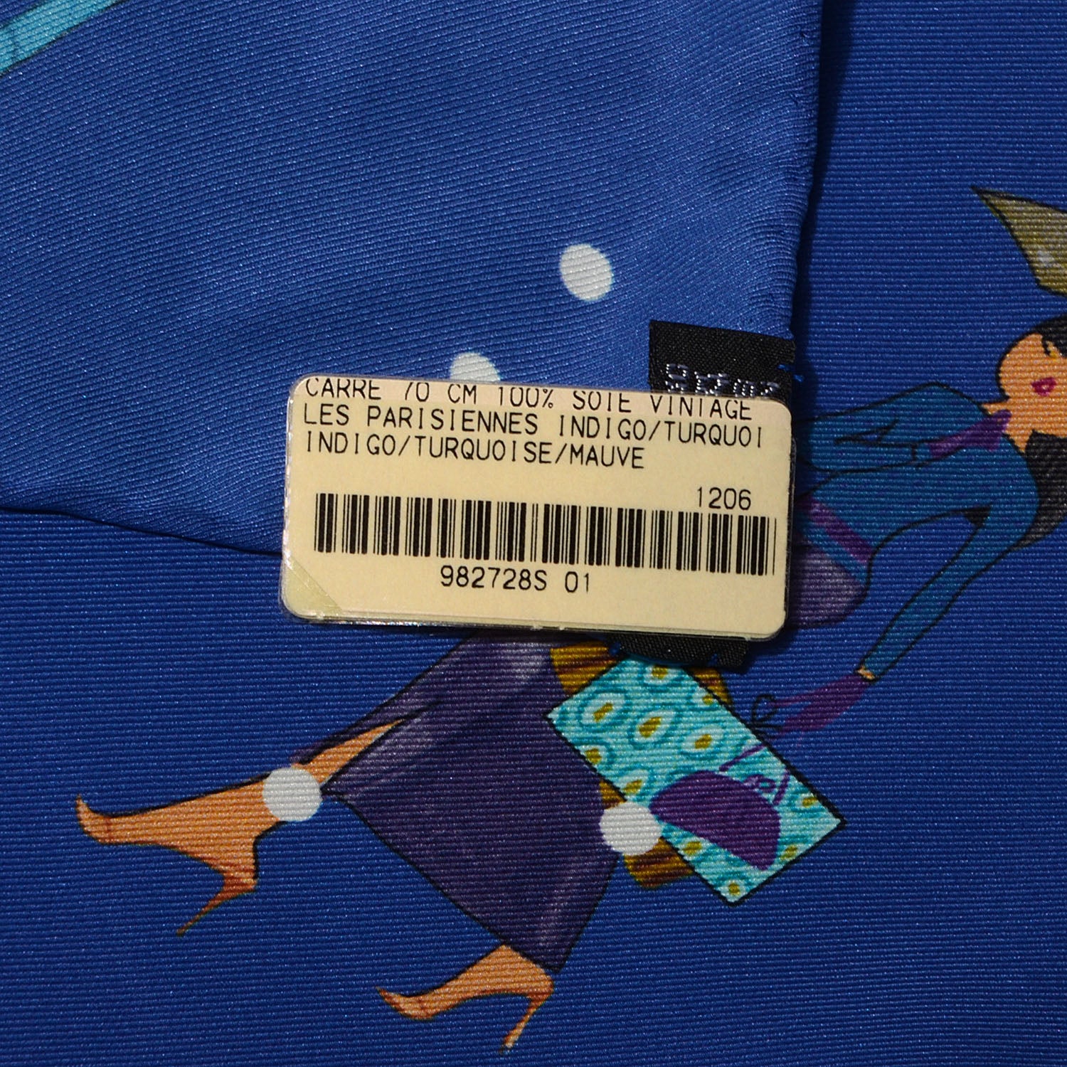 Hermes Silk Les Parisiennes De Kiraz Scarf 70 Indigo Turquoise