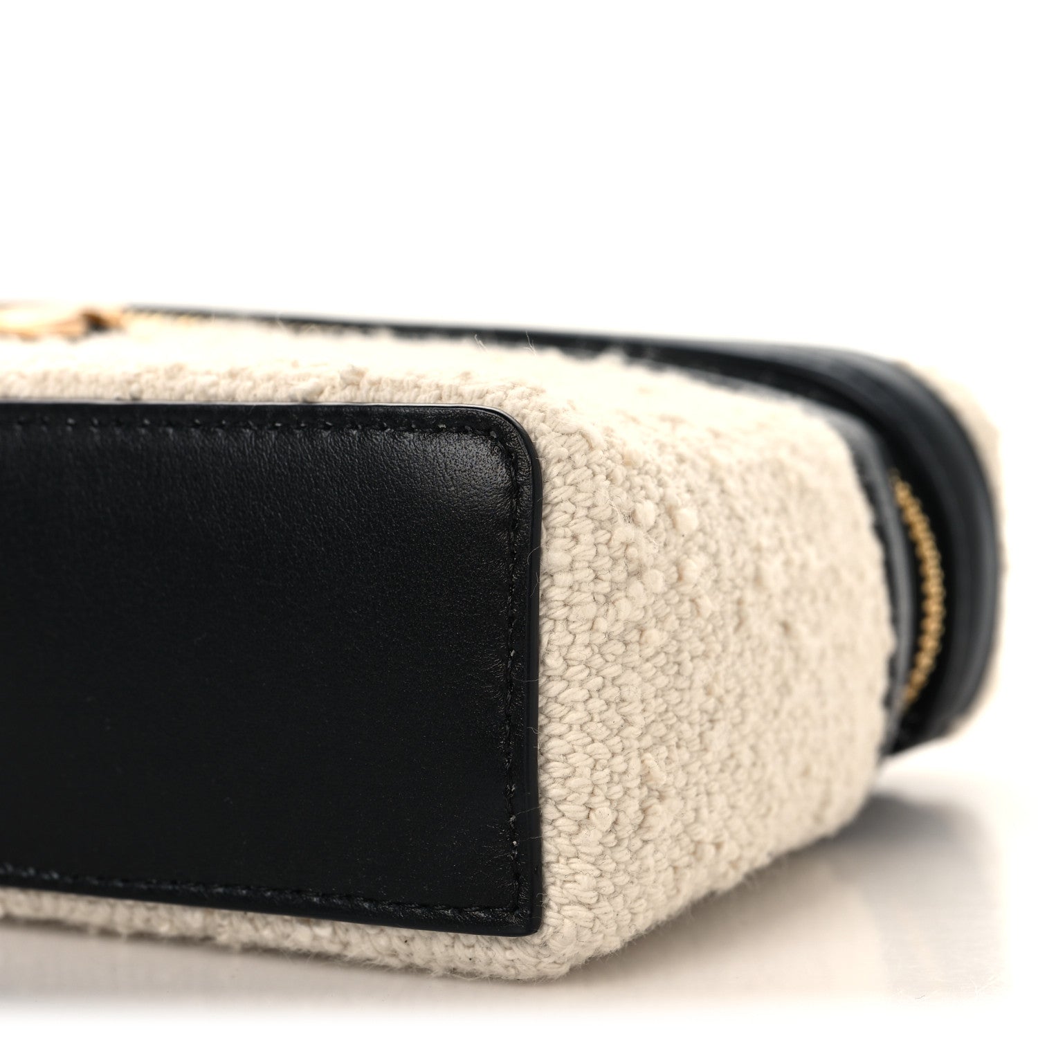 Chanel Boucle Calfskin Top Handle Slim Vanity Case With Chain Ecru Black 10 of 10