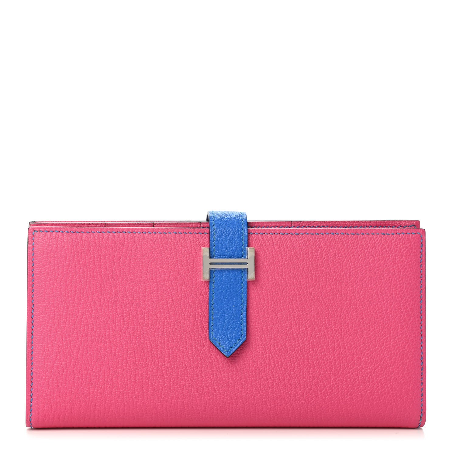 Hermes Chevre Mysore Horseshoe Bearn Gusset Wallet Rose Shocking Bleu Hydra 1 of 4