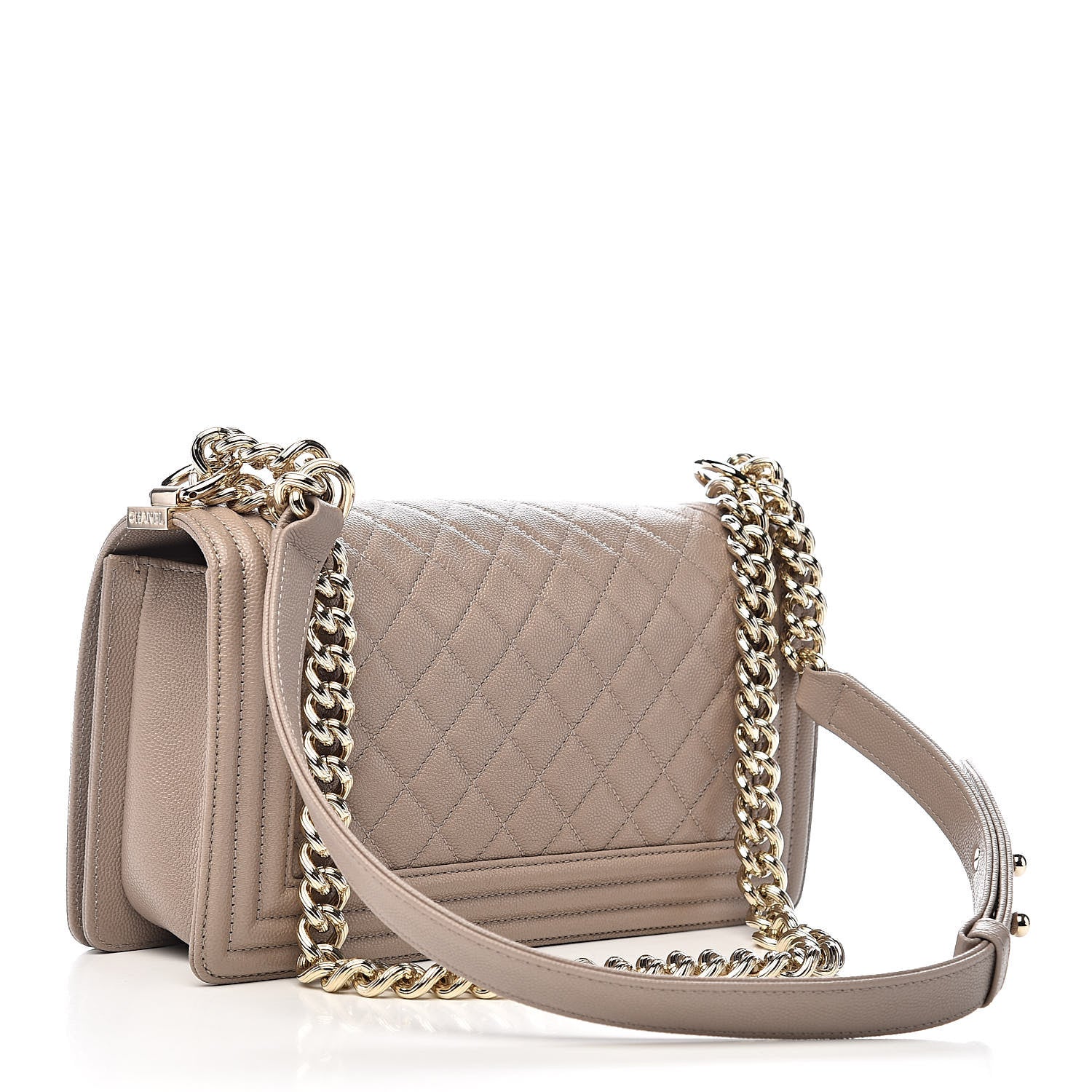Chanel Caviar Quilted Medium Boy Flap Dark Beige 3 of 12