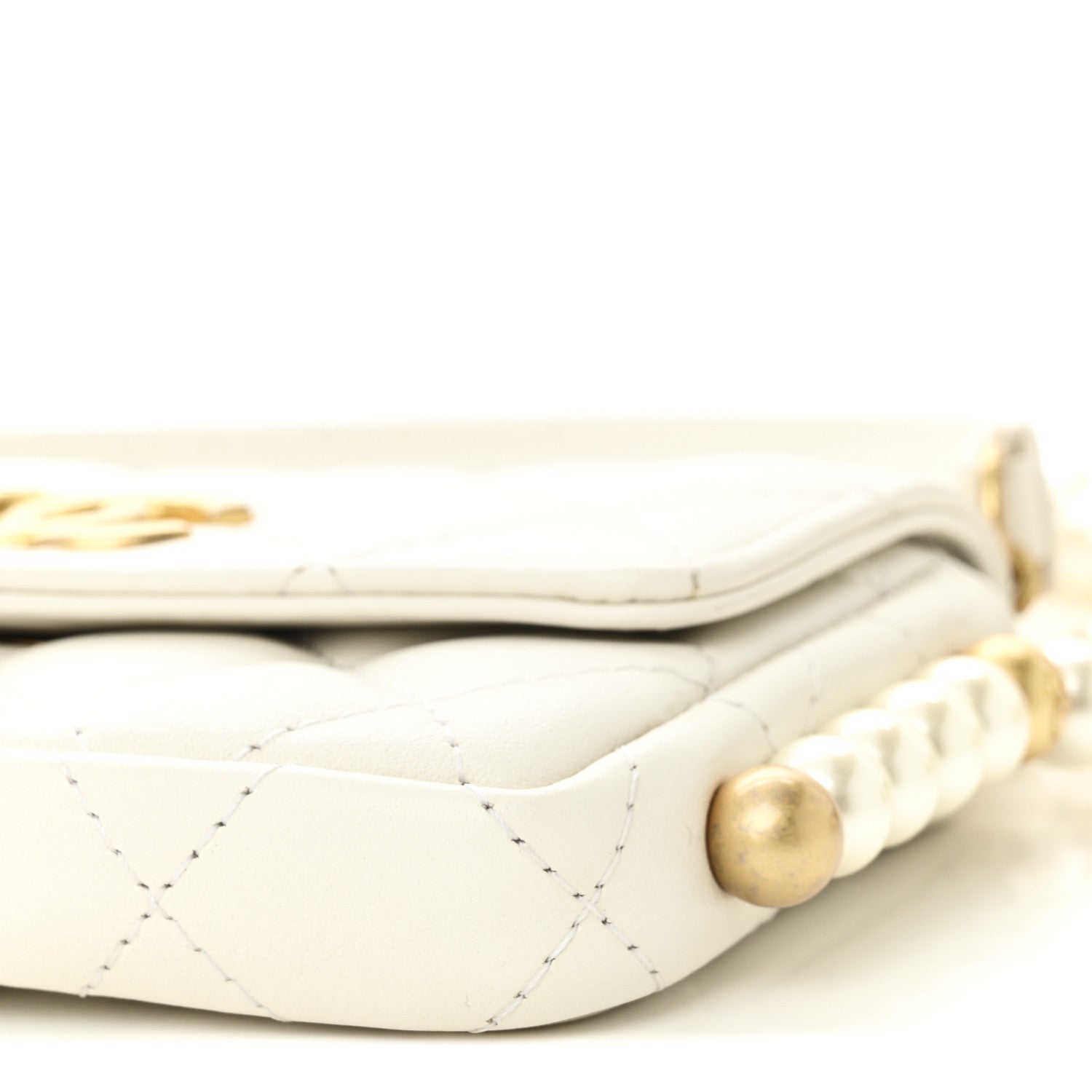 Chanel Calfskin Quilted About Pearls Card Holder Flap With Chain White 11 of 11