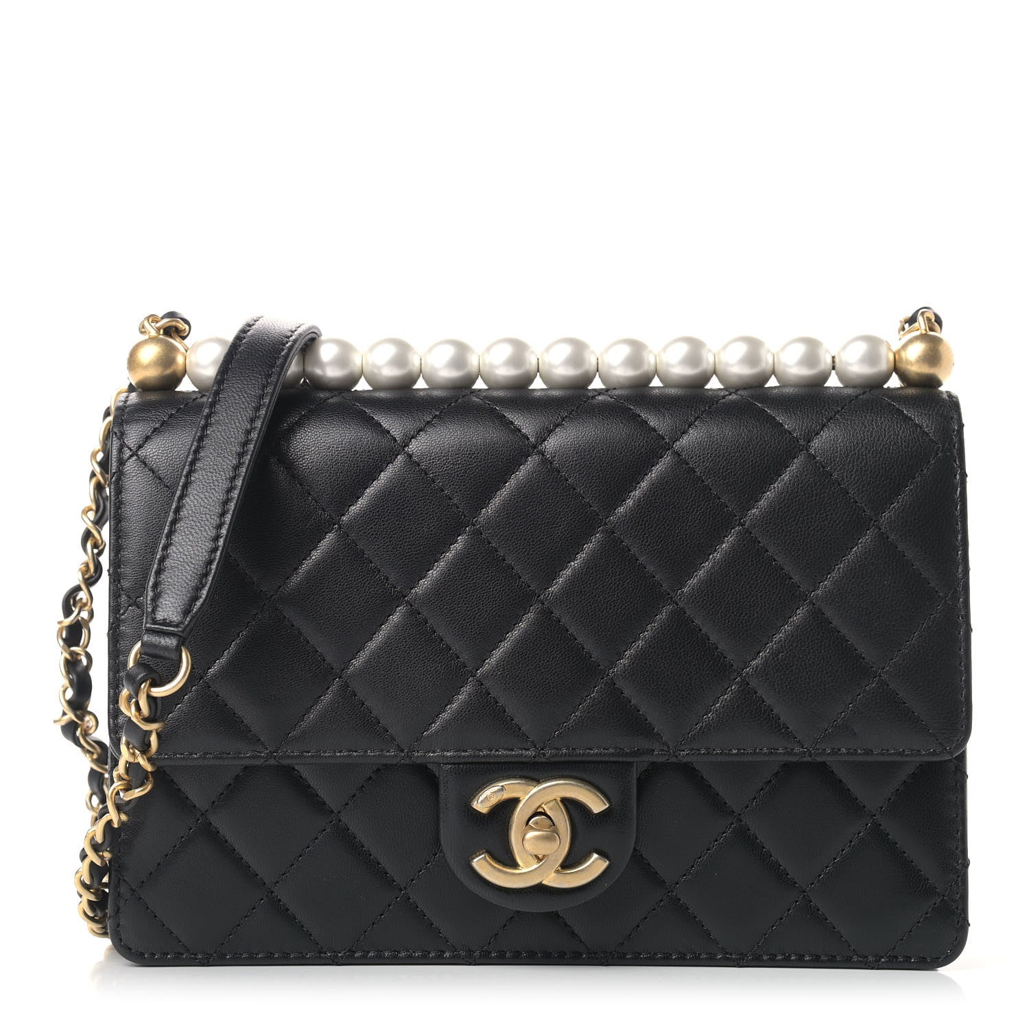 Chanel Lambskin Quilted Small Chic Pearls Flap Black 1 of 10