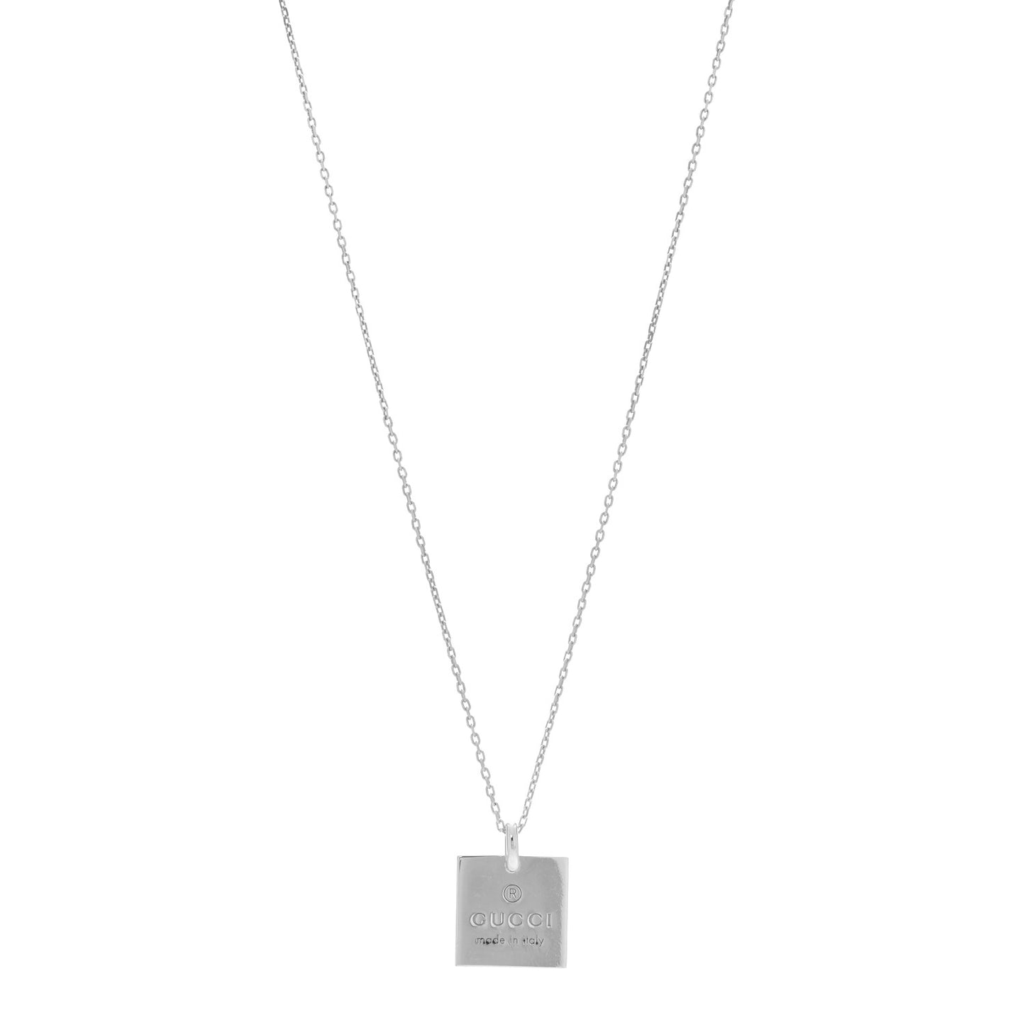 Sterling Silver Trademark Logo Square Pendant Necklace