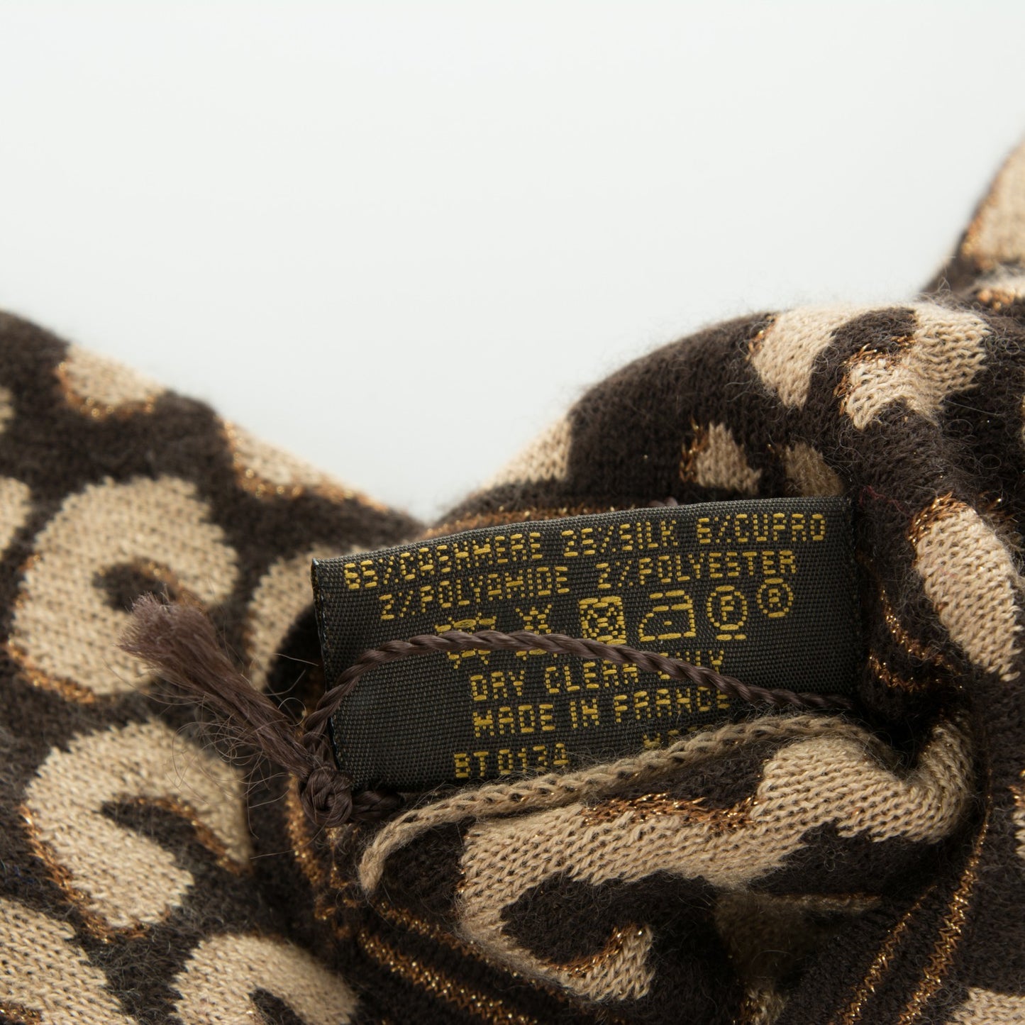 Cashmere Silk Leopard Long Gloves Marron