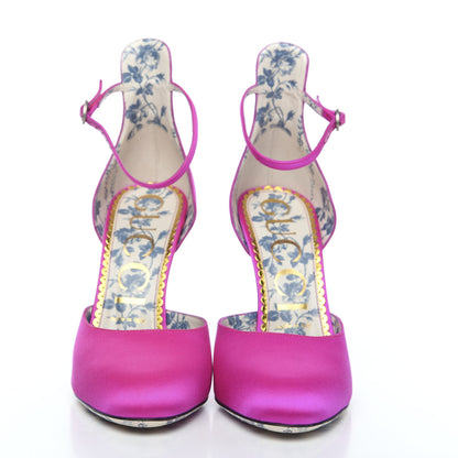 Gucci Satin Daisy Ankle Strap d'Orsay 105 Pumps 39.5 Fuchsia 2 of 8