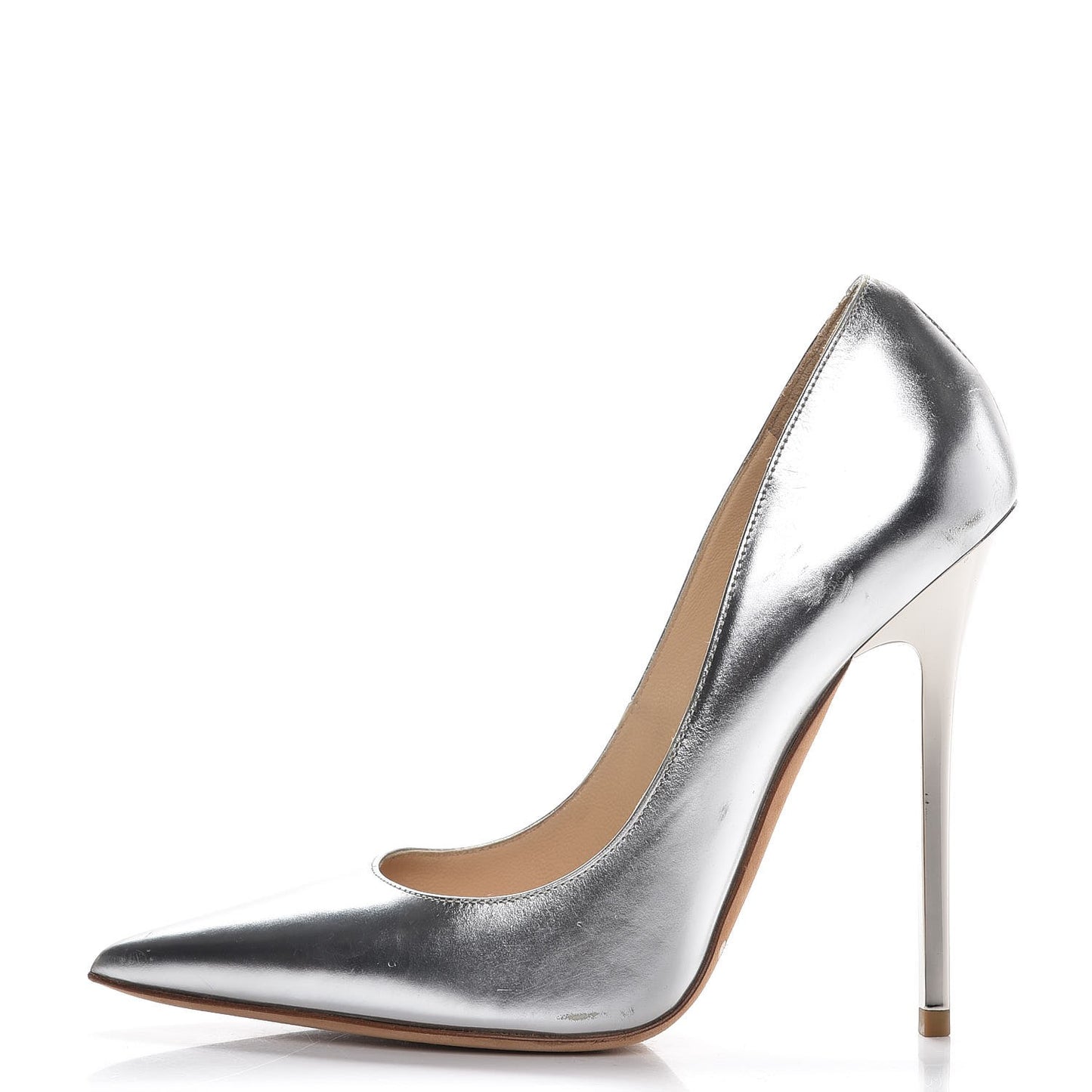 Mirror Calfskin Anouk 120 Pointed Toe Pumps 36 Silver