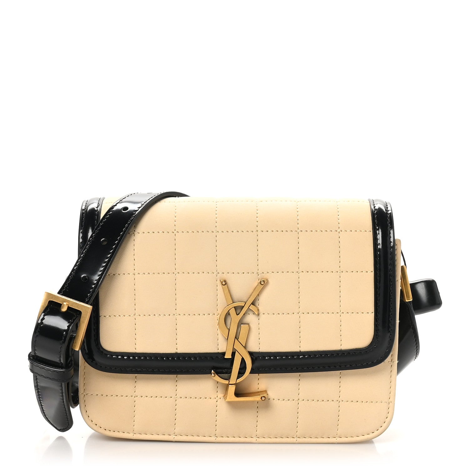 Saint Laurent Suede Quilted Monogram Small Solferino Satchel Burro Black 1 of 10