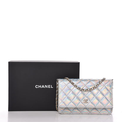 Chanel Iridescent Goatskin Quilted Wallet On Chain WOC Silver 11 of 11