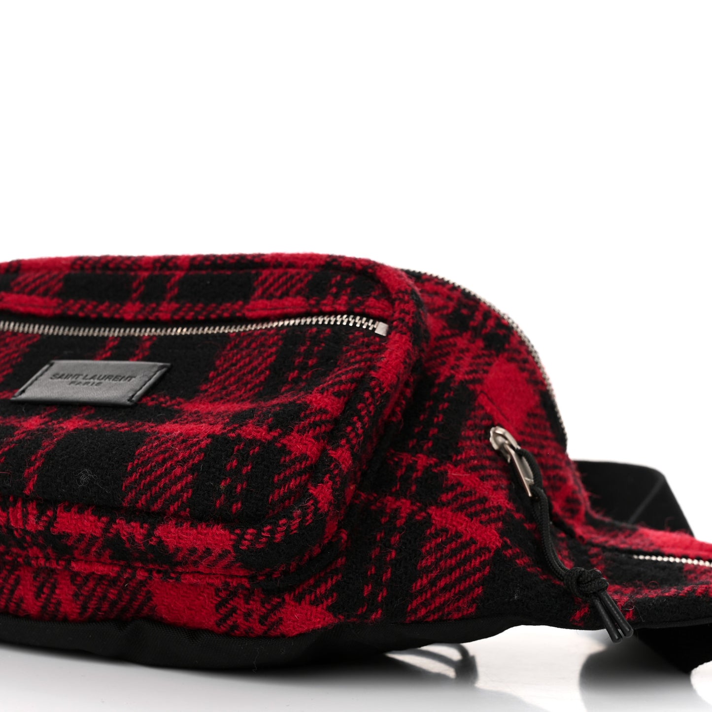 Wool Tartan Body Belt Bag Red Black