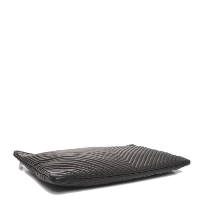 Chanel Caviar Chevron Boy Zip Pouch Black 4 of 10