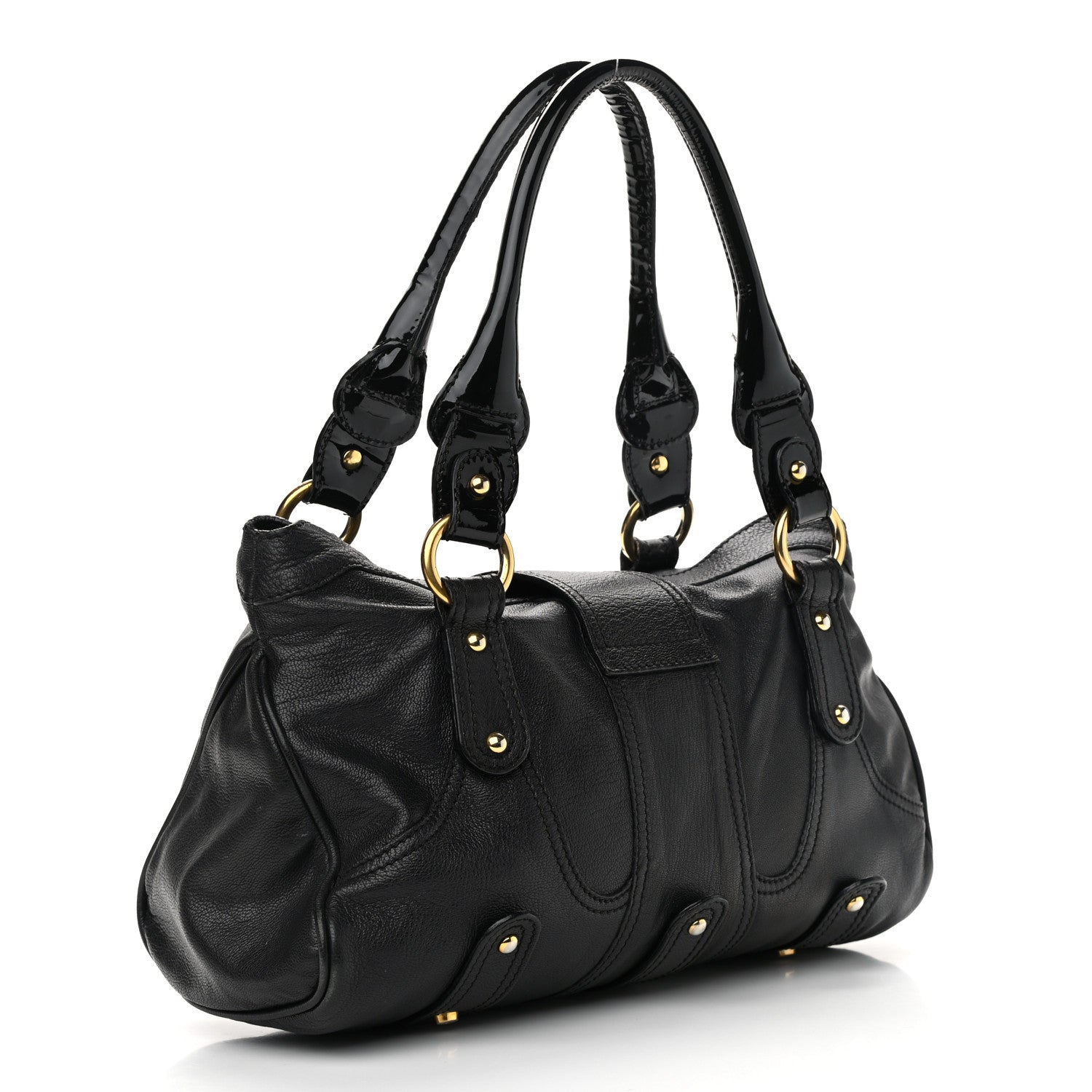 Valentino Garavani Grained Calfskin Catch Satchel Black 3 of 16