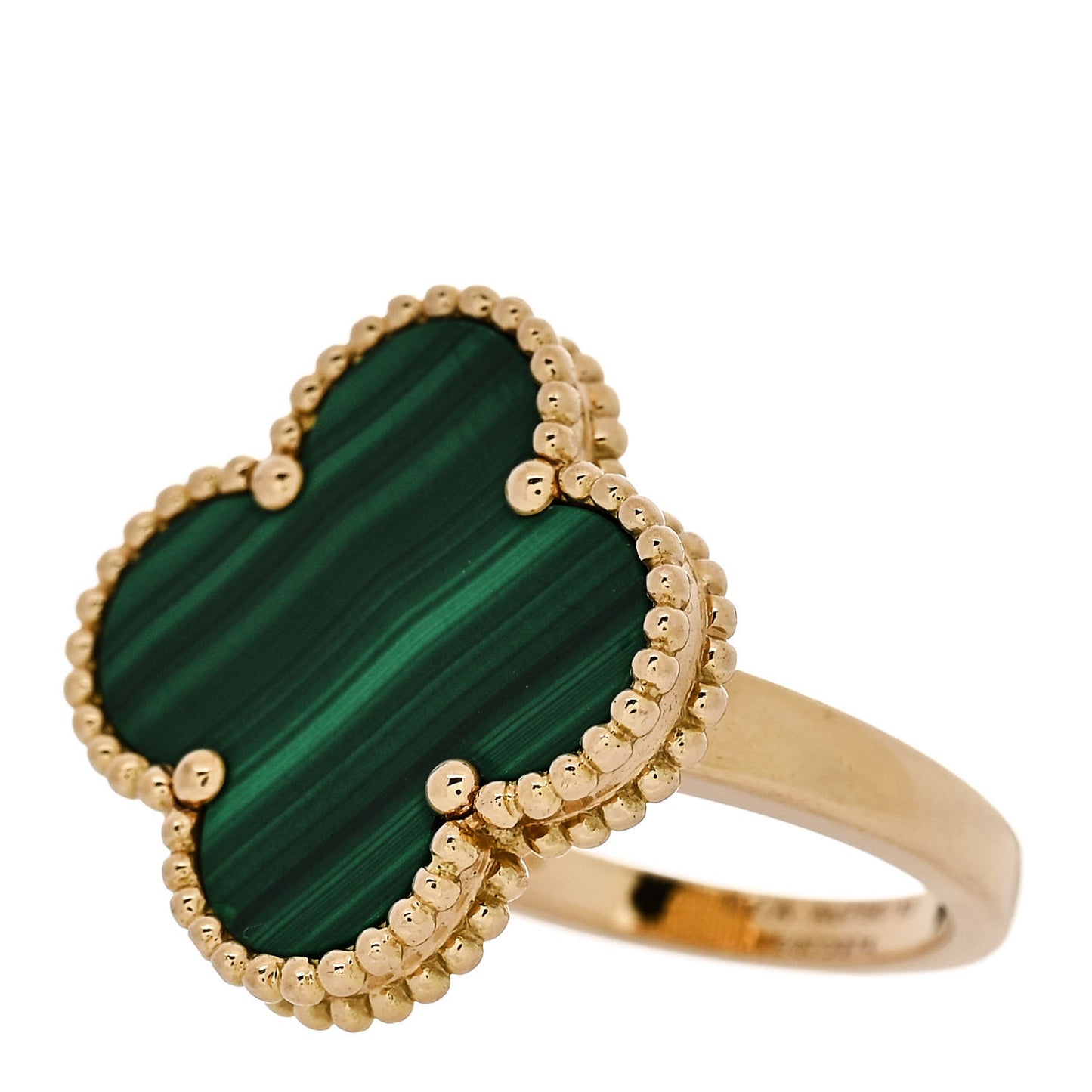 18K Yellow Gold Malachite Magic Alhambra Ring 53 6.5