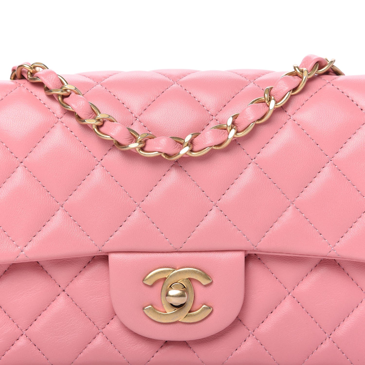 Chanel Lambskin Quilted Mini Rectangular Flap Pink 10 of 10