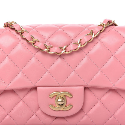 Chanel Lambskin Quilted Mini Rectangular Flap Pink 10 of 10