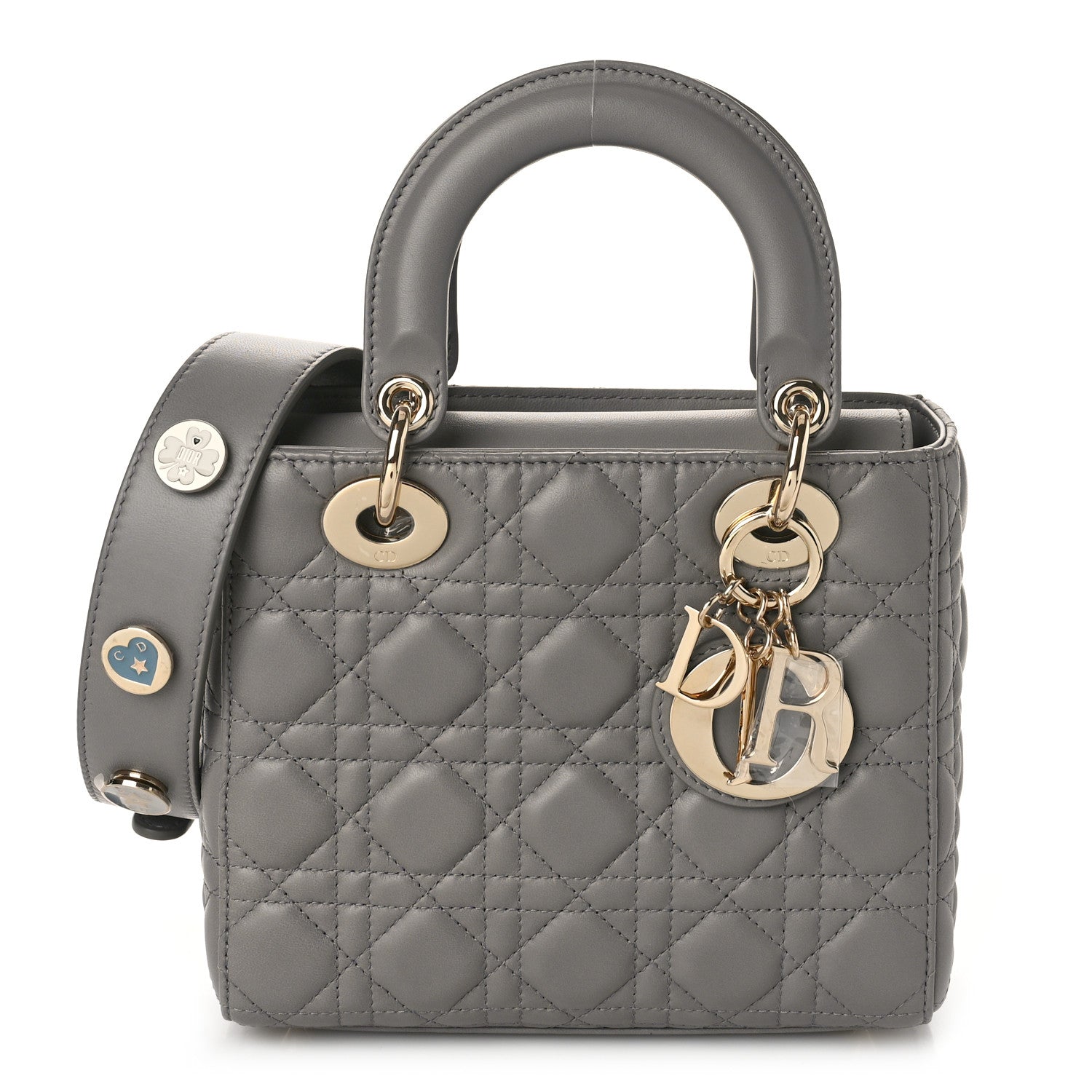 Christian Dior Lambskin Cannage Small Lucky Badges My Lady Dior Grey 1 of 7