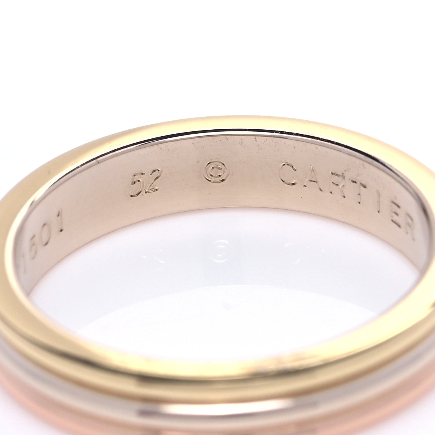 Cartier 18K Pink White Yellow Gold 3.5mm Trinity Wedding Band Ring 52 6 10 of 10