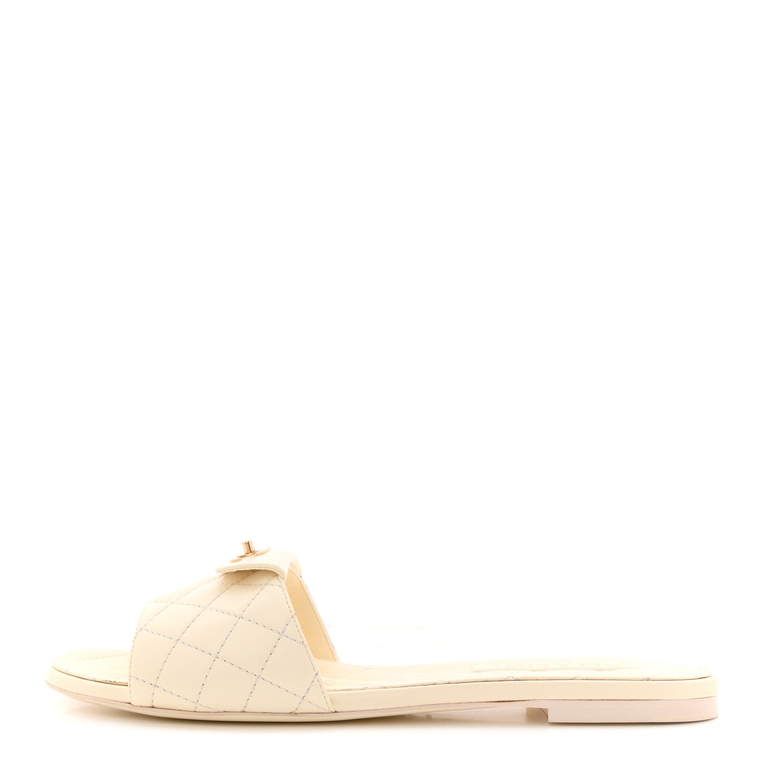 Chanel Lambskin Quilted CC Turnlock Sandals 41 Ivory 1 of 14