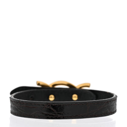 Saint Laurent Leather Cocco Babilas Bracelet Black Gold 3 of 4