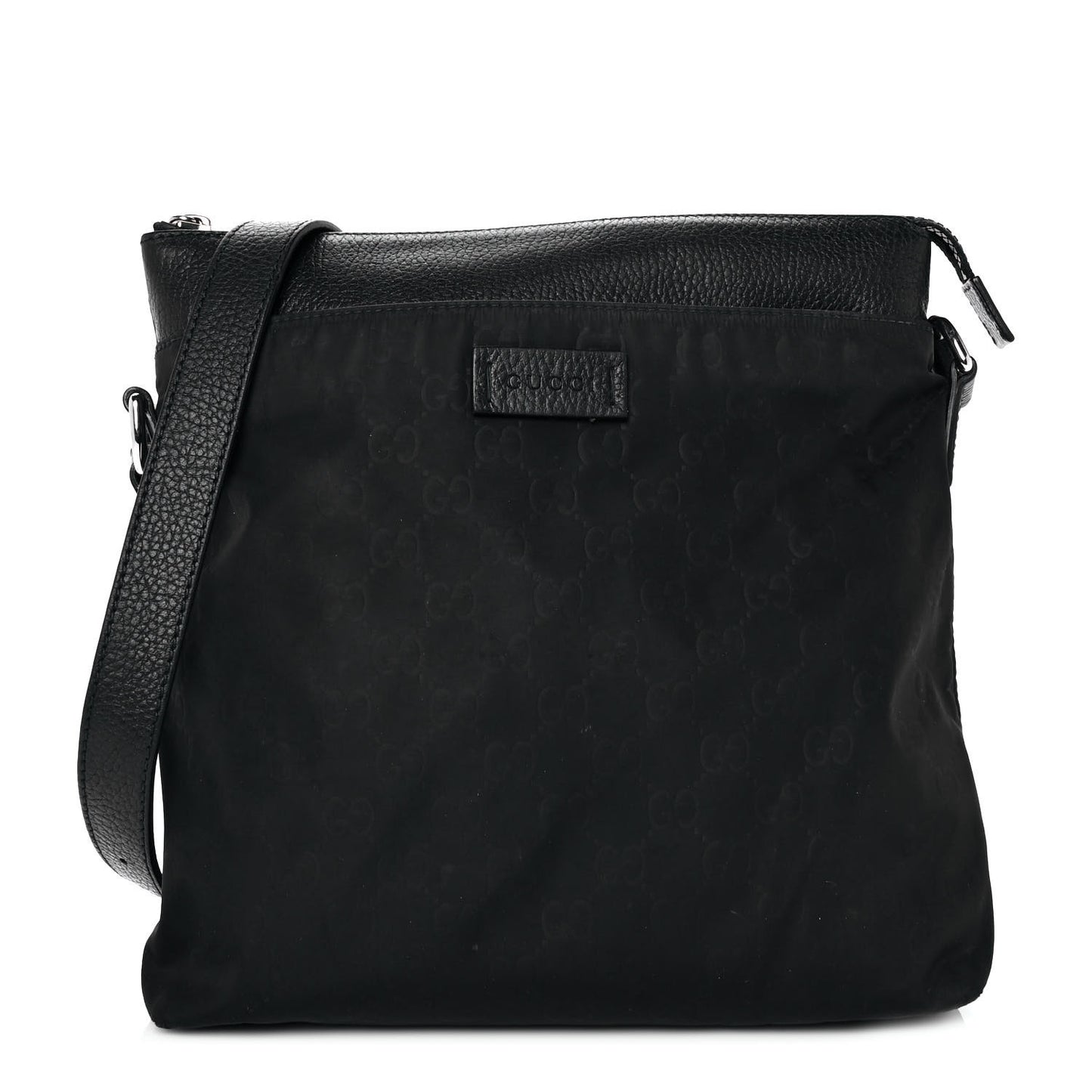 Nylon Monogram Dollar Calfskin Flat Messenger Bag Black