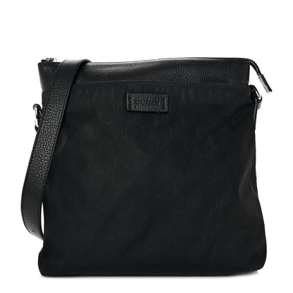 Gucci Nylon Monogram Dollar Calfskin Flat Messenger Bag Black 1 of 9