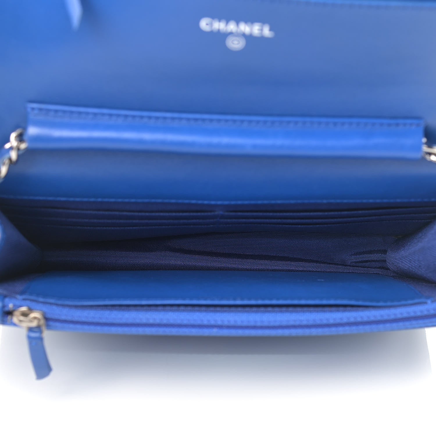 Chanel Patent Quilted Wallet On Chain WOC Dark Blue 5 of 17