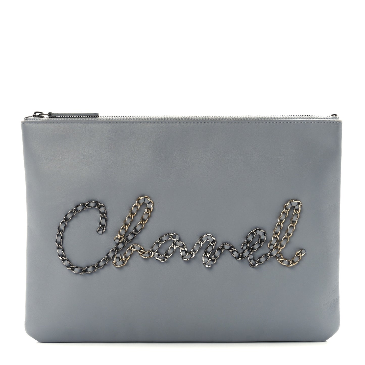 Calfskin Chain 20s Signe Medium Cosmetic Case Grey