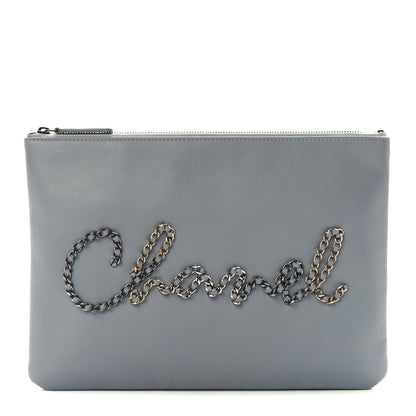 Chanel Calfskin Chain 20s Signe Medium Cosmetic Case Grey 1 of 10
