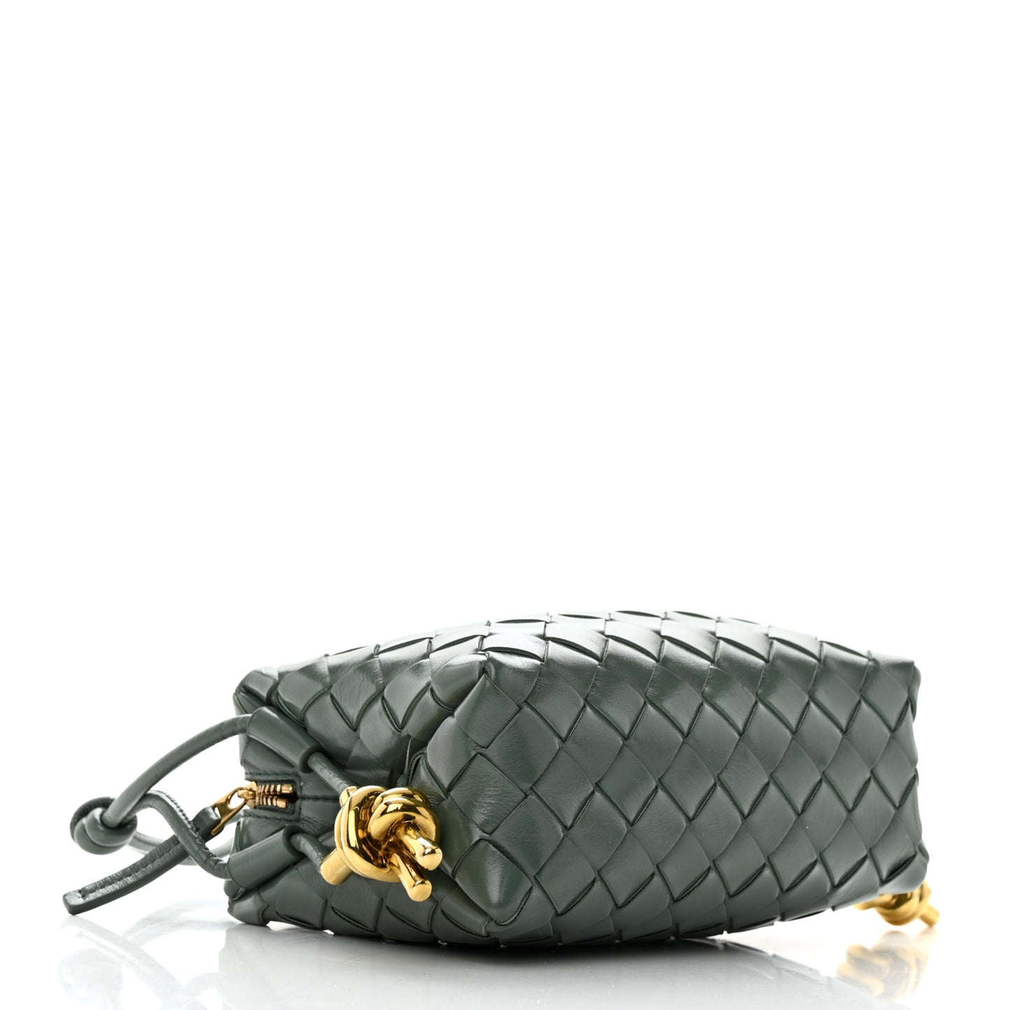 Polished Nappa Intrecciato Knot Mini Loop Camera Bag Aloe