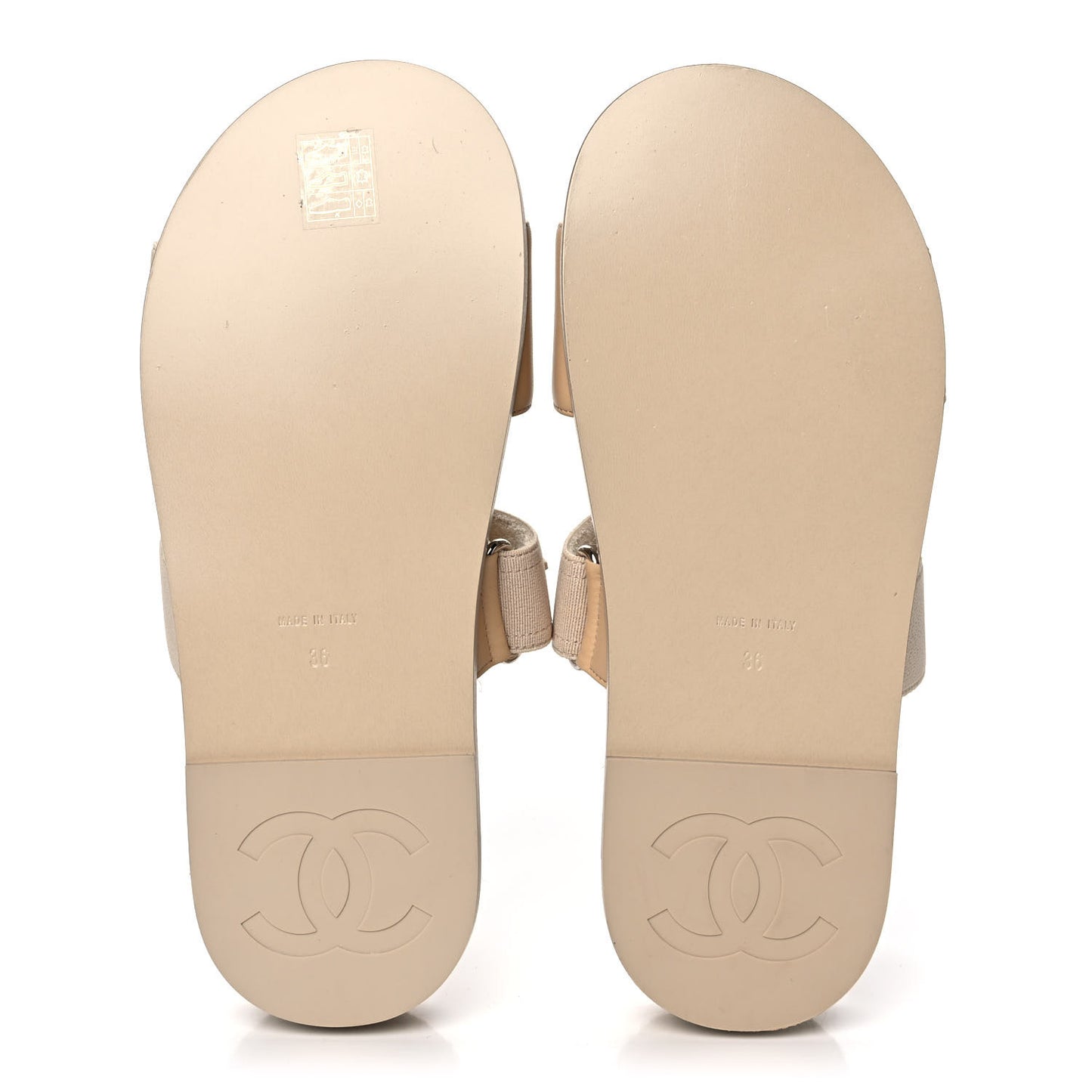 Grosgrain Lambskin Elastic Flat Mules 36 Beige