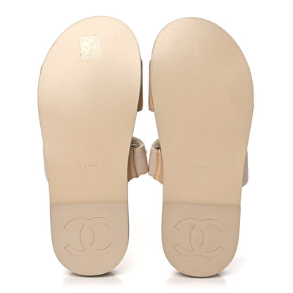 Chanel Grosgrain Lambskin Elastic Flat Mules 36 Beige 5 of 10