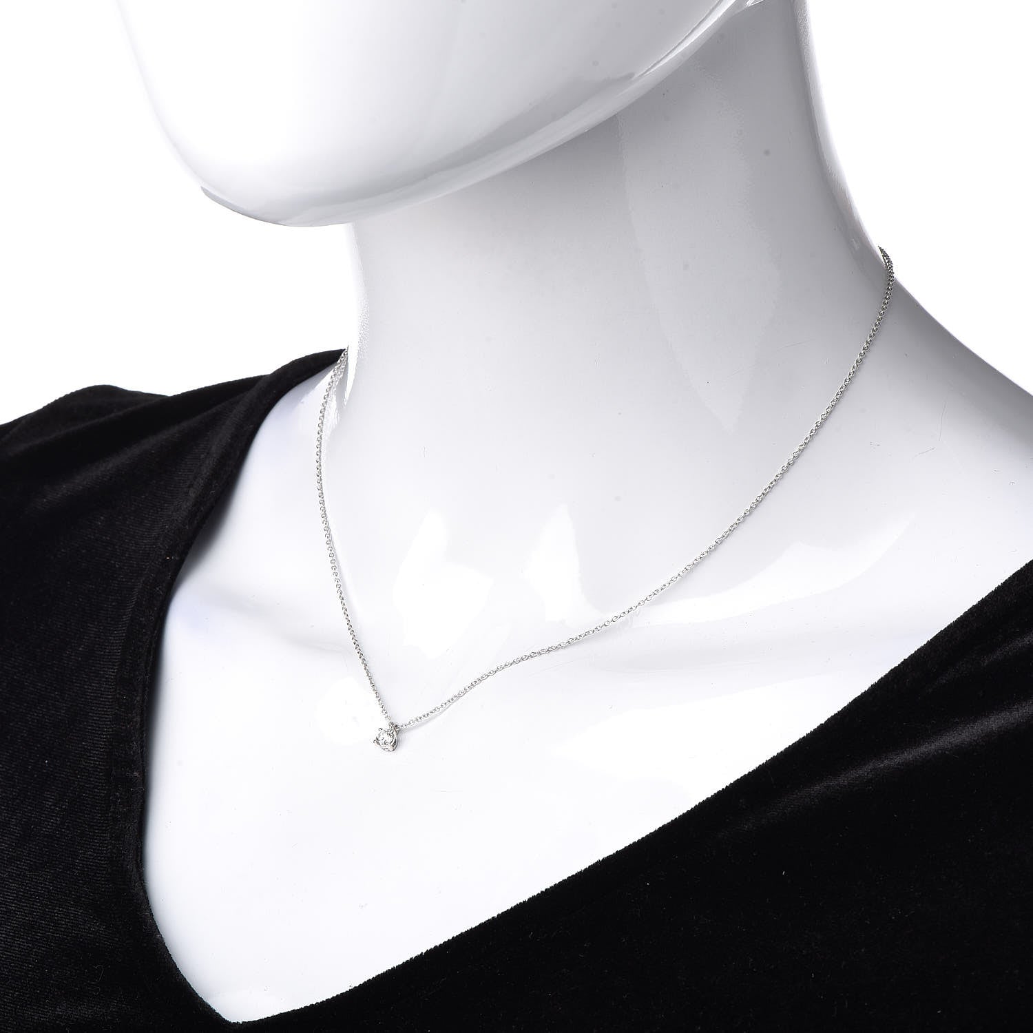 Tiffany Platinum Diamond .18ct Solitaire Pendant Necklace 2 of 6