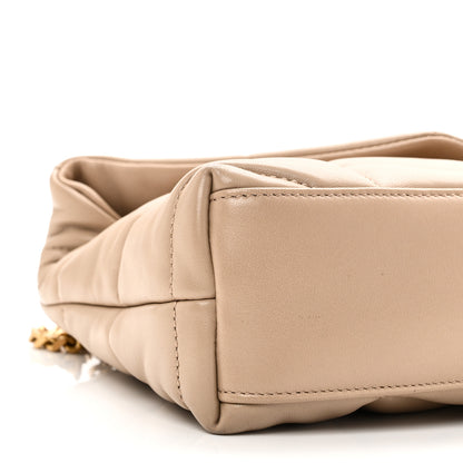 Saint Laurent Lambskin Quilted Toy Loulou Puffer Monogram Chain Satchel Dark Beige 9 of 12