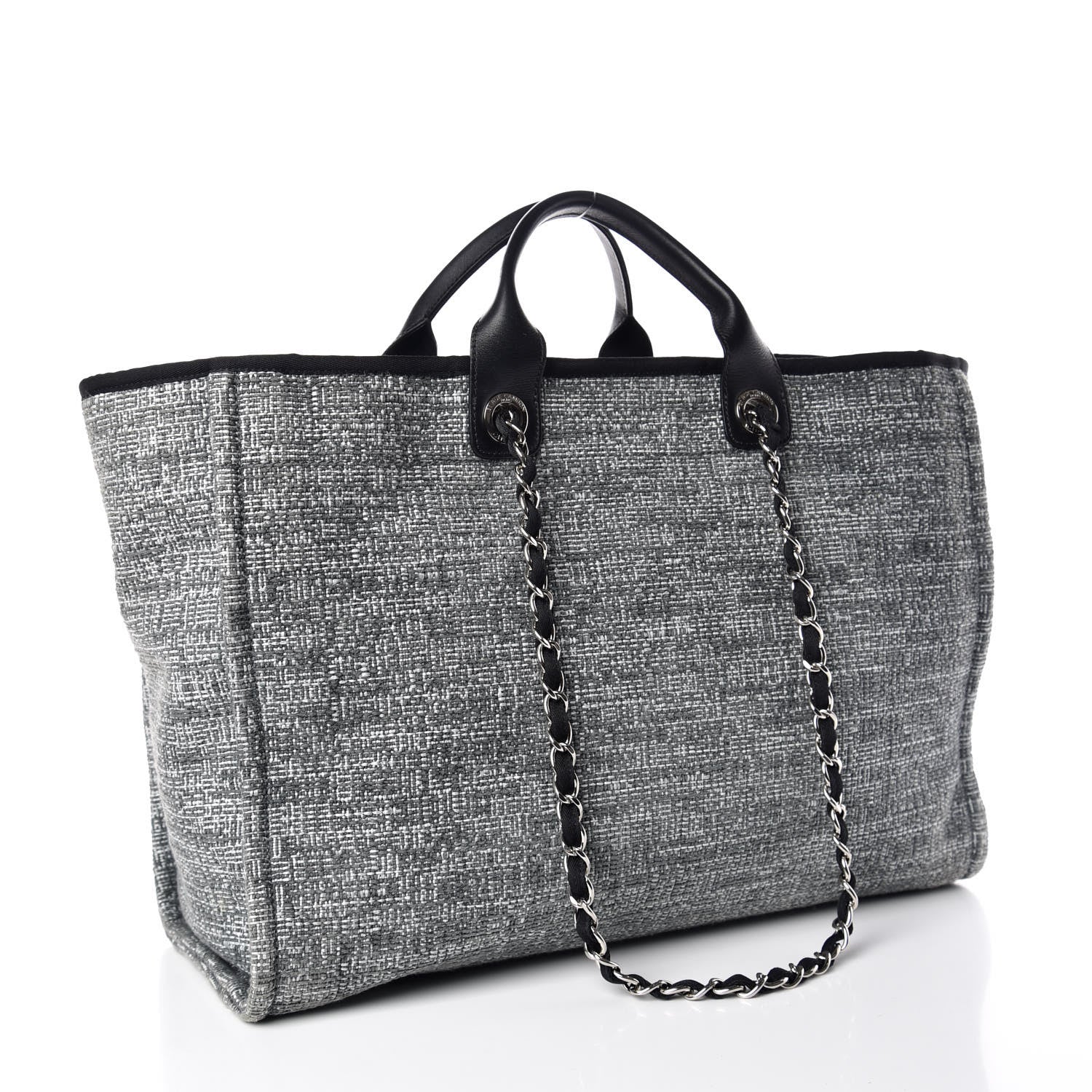 Chanel Canvas Large Deauville Tote Charcoal 3 of 9
