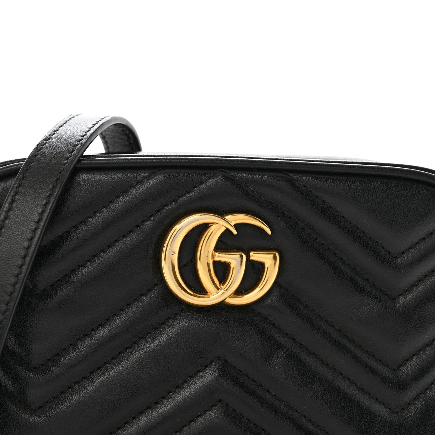 Calfskin Matelasse Mini GG Marmont Chain Shoulder Bag Black