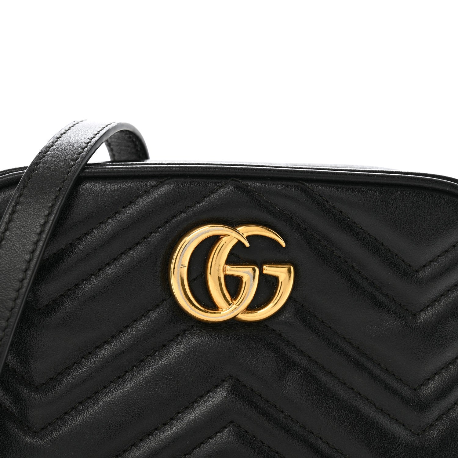 Gucci Calfskin Matelasse Mini GG Marmont Chain Shoulder Bag Black 8 of 14