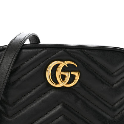 Gucci Calfskin Matelasse Mini GG Marmont Chain Shoulder Bag Black 8 of 14