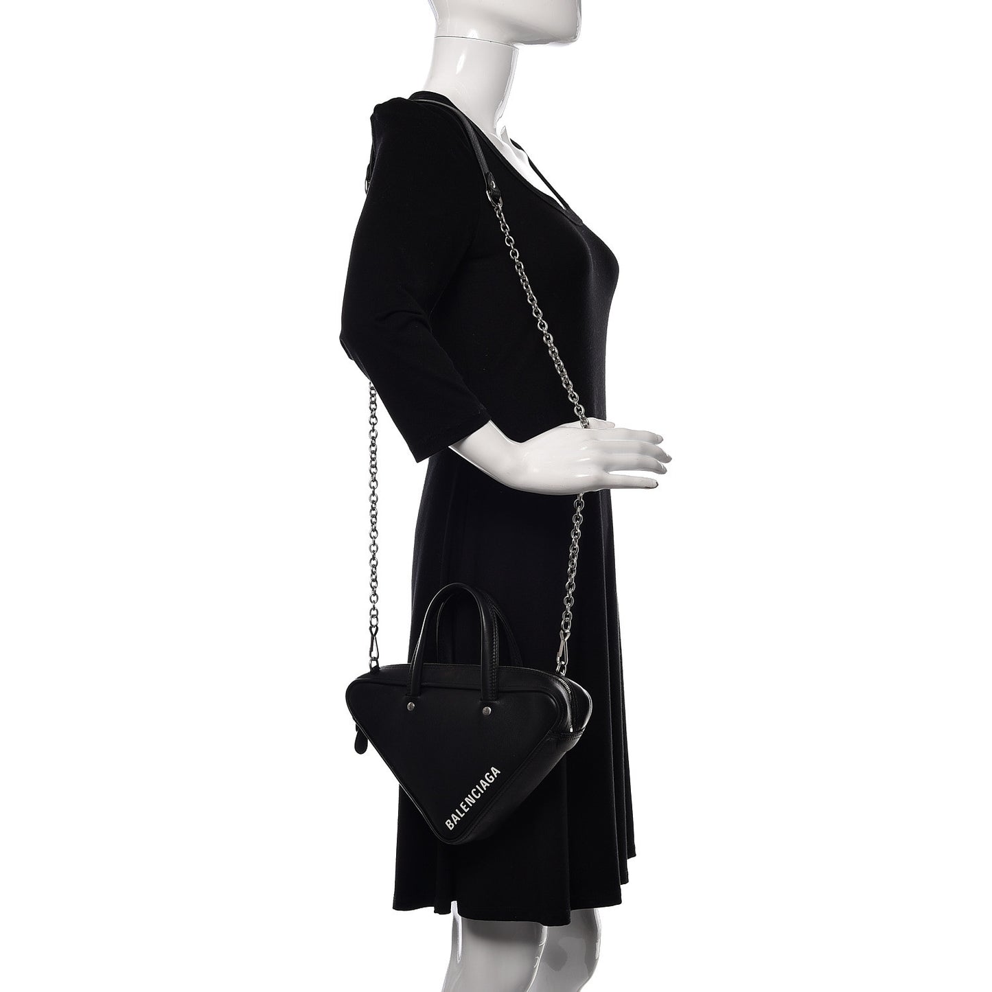 Calfskin XS Triangle Chain Duffle Black