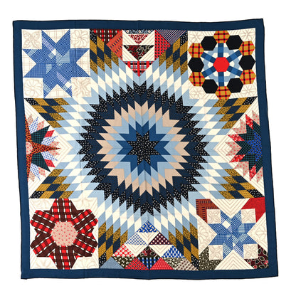 Hermes Cashmere Silk American Quilts Shawl 140 Marine Clair White 1 of 6