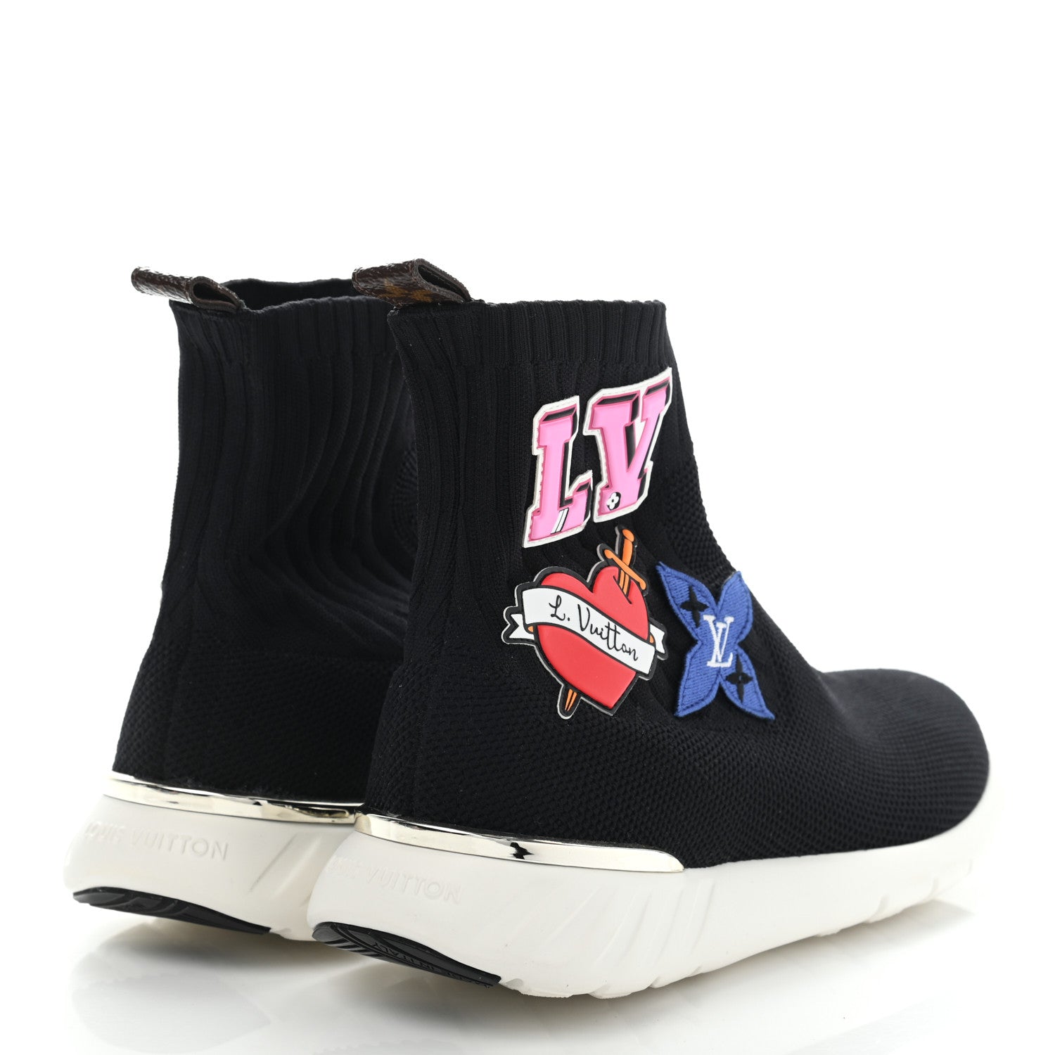 Louis Vuitton Stretch Fabric LV Black Heart Sock Sneaker 37.5 Black 4 of 10