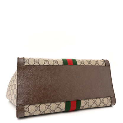 Gucci GG Supreme Monogram Web Medium Ophidia Tote Bag Brown 4 of 15
