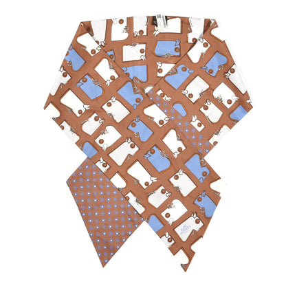 Hermes Silk Camails Maxi Twilly Cut Tabac Bleu White 1 of 3