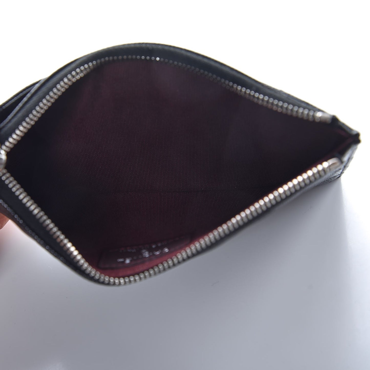 Caviar Chevron Quilted Zip Pouch Black